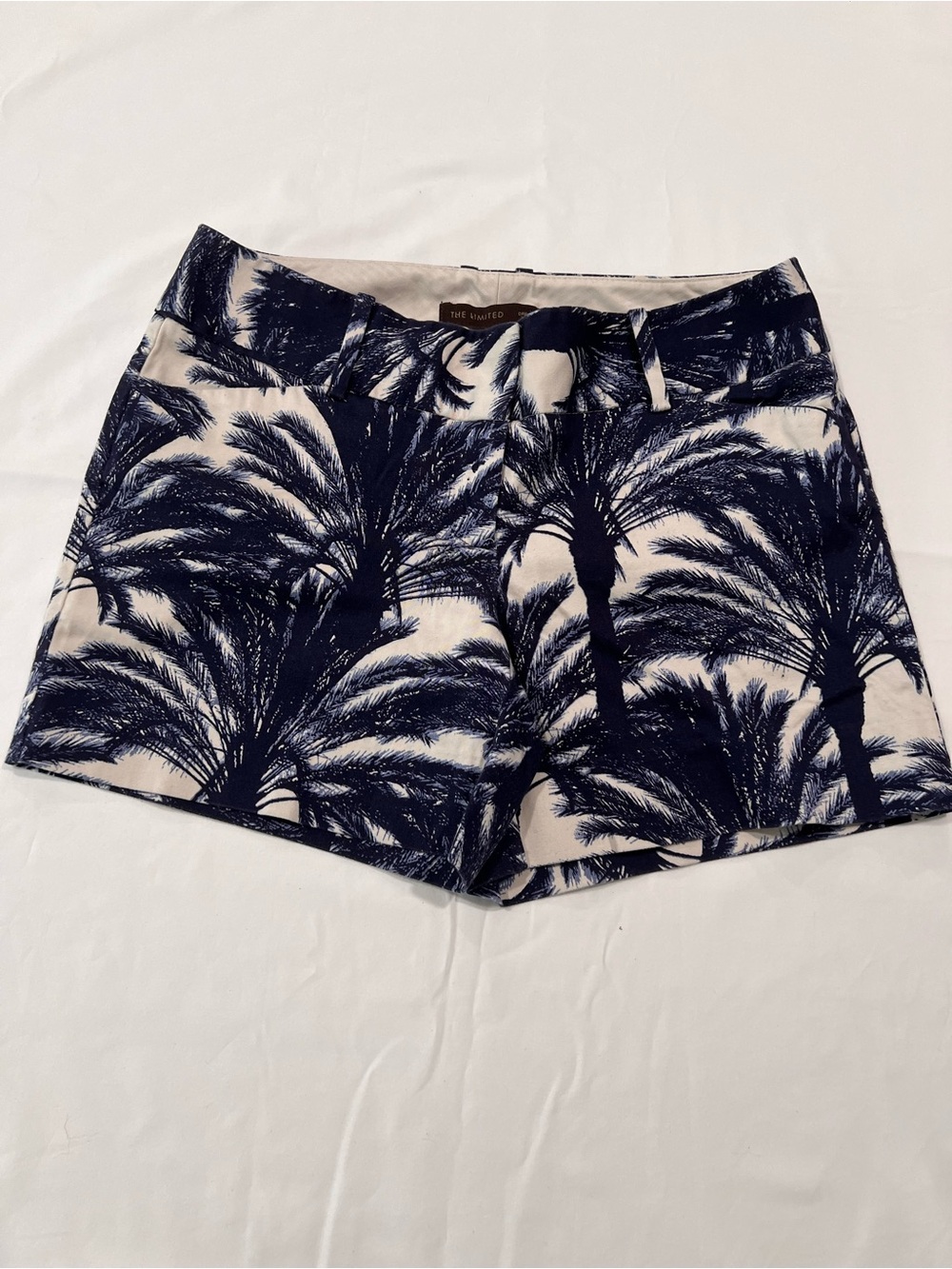 The Limited Palm-Print Navy and Cream Women’s Shorts